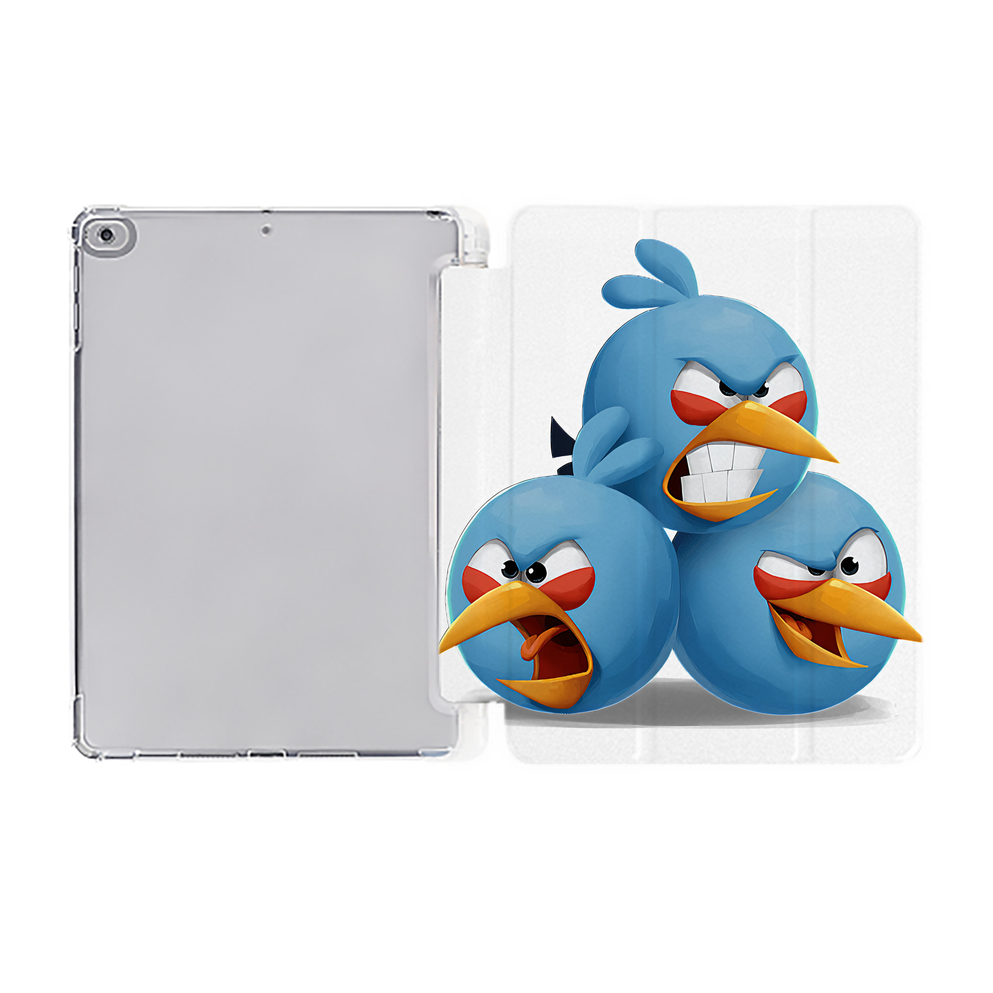 （画像用） Angry Birds アングリーバード IPad ケース ペン収納付き 三つ折りスタンド PUレザー×シリコン 対応機種9.5/10.5/10.9インチ